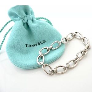 Authentic Tiffany and Co silver oval link charm bracelet.
